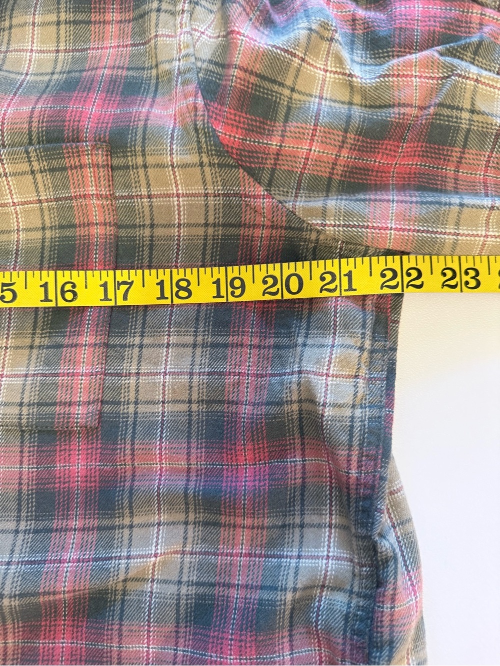 Lands’ End Pink Green Plaid Cropped Button Down Shirt Preppy M - Picture 7 of 8